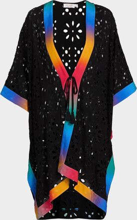 Johnny Was Campsis Eyelet Short Mini Kimono Dress