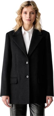 Karl Lagerfeld Enkelrijenig Gecoat Jasje - Dames - Blazers - Zwart - M - Wol - Jassen