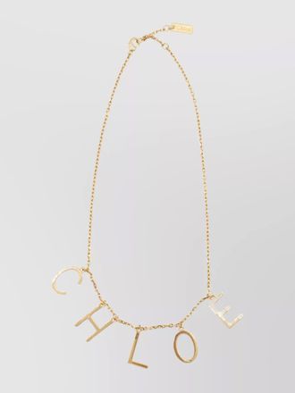 Chlo&eacute; brass logo-pendant necklace
