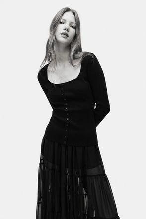 H&M Square-neck Top in Black at Nordstrom, Size X-Small