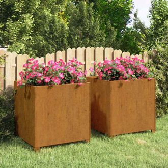 vidaXL Fioriere con Gambe 2pz Ruggine 49x47x50 cm Acciaio Corten - Vidaxl