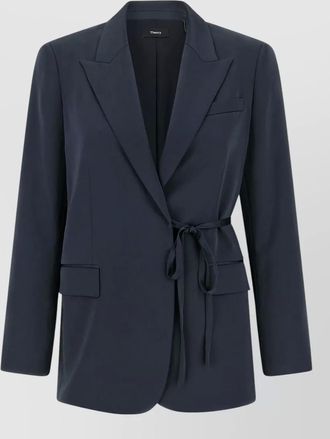 Theory city twill blazer longline notch lapel