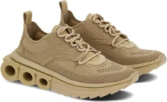 Ferragamo Mens Beige Fabric Athletic Sneakers