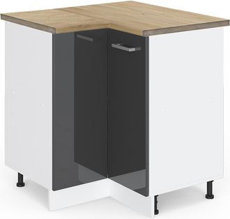 Vicco Armario De Esquina R-line, Antracita Alto Brillo, 75.6 Cm, Et Roble