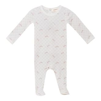 Fragile Soft Rib Mesh Print Romper in White/blossom at Nordstrom, Size 3M