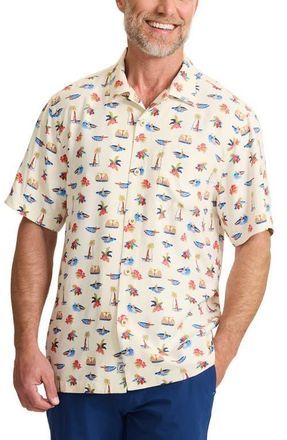 Tommy Bahama Wave Cruiser Silk Camp Shirt in Continental at Nordstrom, Size Xx-Large