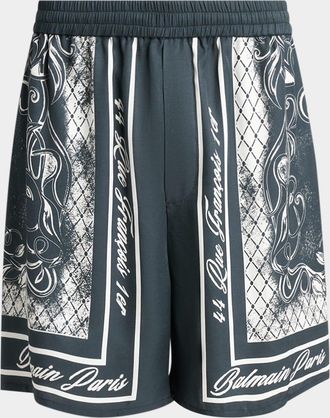 Balmain Men & apos;s Viscose Foulard-Print Relaxed Pull-On Shorts