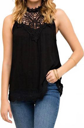 Entro Lace Halter Top In Black