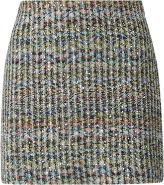 Missoni Chevron Viscose-Blend Mini Rok - Dames - Korte rokken - Grijs - 2XS - Pailletten - Rokken
