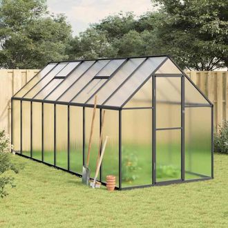 Berkfield Home Greenhouse with Base Frame Anthracite 445x169x195 cm Aluminium | Size: 445 x 169 x 195 cm