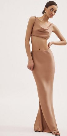 Norma Kamali Obie Bias-Cut Satin Maxi Skirt