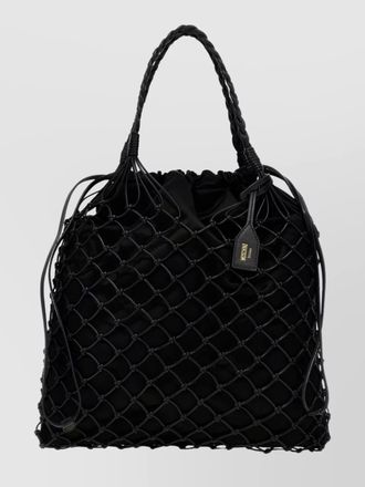 Moschino nappa leather tote bag with woven handles