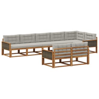 vidaXL Conjunto De Sof&aacute;s De Exterior 8 Pcs Natural Y Gris Claro Vidaxl