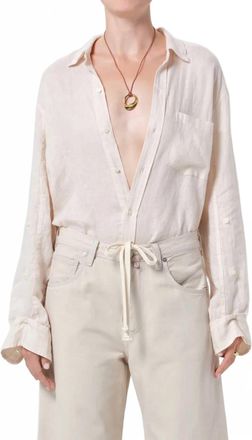 Citizens Of Humanity Kayla Shrunken Linen Shirt In Pale Stone
