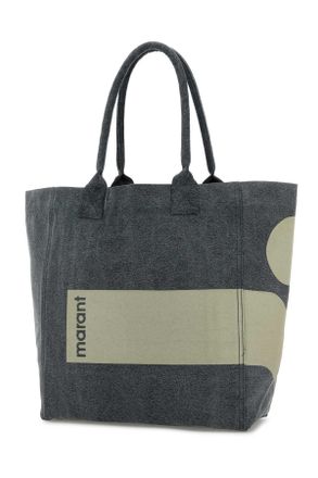 Isabel Marant Womens Melange Grey Cotton Yenky Shopping Bag Faded Black Matiere Principale:coton Borse A Mano