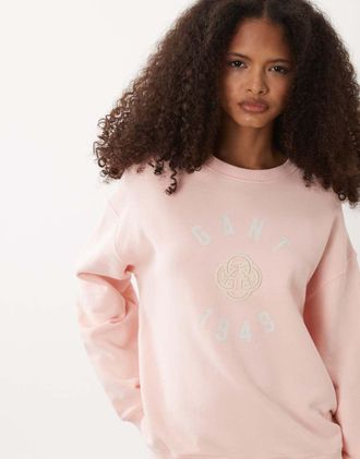 GANT Felpa rosa albicocca con logo vintage sul petto