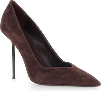 PARIS TEXAS Womens Pumps Lidia Brown Suede Goat Leather