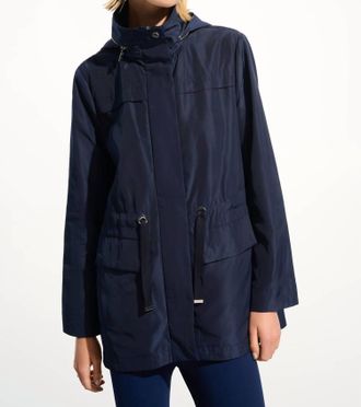 Joseph Ribkoff Rain Hooded Jacket In Indigo