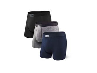 Saxx Underwear Vibe Boxer Brief 3-Pack Mens Underwear Black/Grey/Blue : 2XL, Viscose/Spandex