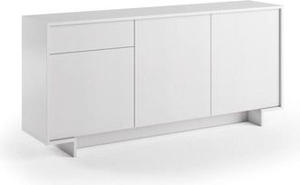 Dmora Aparador Agrifoglio, Aparador De Sal&oacute;n, Buffet De Sal&oacute;n Con 3 Puertas Y 1 Caj&oacute;n, 100% Made In Italy, 170x42h78 Cm, Blanco Y Roble, Con Embalaje Reforz