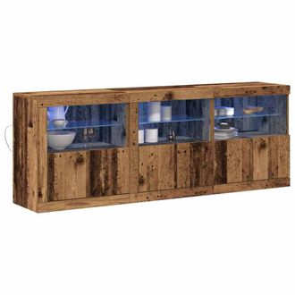 Berkfield Home Sideboard with LED Lights Old Wood 181.5x37x67 cm Engineered Wood in Brown