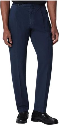 Santaniello Pantalon met platte voorkant en plooien - Heren - Chinos - Blauw - S - Katoen - Broeken