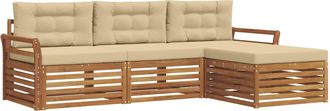 vidaXL Conjunto De Sof&aacute;s De Exterior 4 Uds. Natural Y Beige Vidaxl