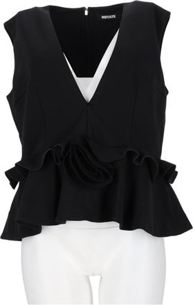 Rotate Black Sleeveless Peplum Ruffled Hem Top