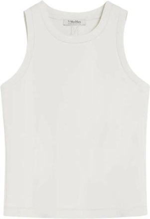 Max Mara Carolina Scuba Jersey Top - Dames - Tops zonder mouwen - Wit - L - Katoen - Tops