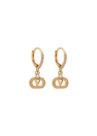 Valentino Ovalette Vlogo Hoop Earrings - Gold - One Size