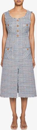 Santorelli Fanny Sleeveless Midi Sheath Dress in Luxury Tweed with Lurex in Ocean Mist at Nordstrom, Size 40