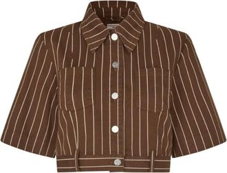 Baum Und Pferdgarten Pinstripe Majsa Shirt in Cr&egrave;me Bruin - Dames - Overhemden - Bruin - XL - Overhemden