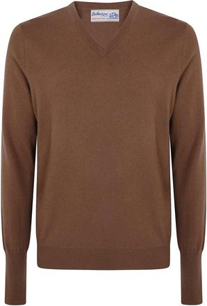 Ballantyne V-hals Kasjmier Trui - Heren - Cashmere truien - Bruin - M - Kasjmier - Truien & Vesten