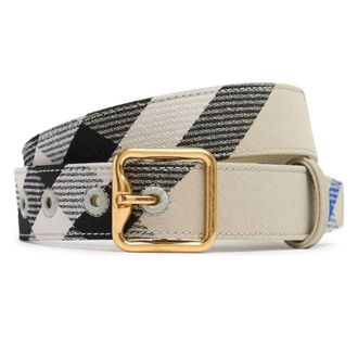 Burberry Check B Buckle Belt, Size Medium