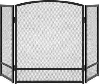 Best Choice Products 47.5x27.25in 3-Panel Steel Mesh Fireplace Screen, Spark Guard w/ Rustic Worn Finish