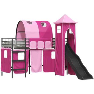 vidaXL Estructura De Litera Para Ni&ntilde;os Negro Y Rosa 99,5 X 190 Cm Vidaxl