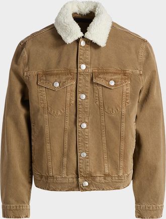 Paige Mens Erickson Sherpa-Collar Denim Jacket