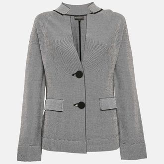 Emporio Armani Armani Black/white Knit Button Front Jacket