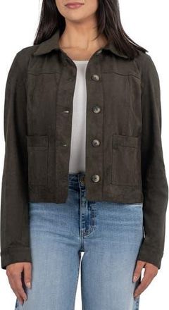 Kut from the Kloth Maddie Faux Suede Trucker Jacket in Olive at Nordstrom Rack, Size Medium