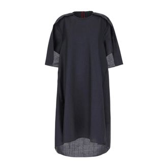 Maison Margiela Short Dresses, female, Blue, Size: 2XS Crewneck Frayed Edge Dress