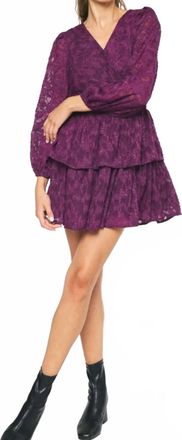 Entro Lace Ruffle Mini Dress In Purple