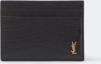 Saint Laurent Cassandre croc-effect leather card holder