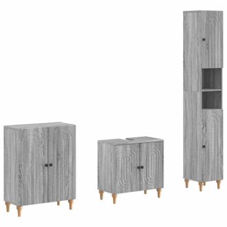 vidaXL Juego De Armarios De Ba&ntilde;o De 3 Piezas Alkmaar Sonoma Gris Vidaxl