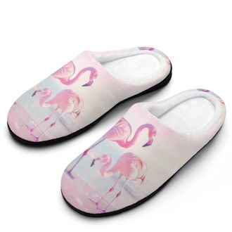 Generic Flamingo Beach Womens Slippers Warm House Slippers Indoor House Shoes with Anti-Skid Rubber Sole