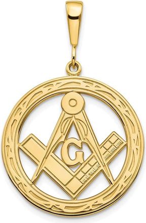 Diamond2Deal 10k Yellow Gold Polished Textured Masonic Symbol Pendant