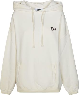 Golden Goose White Star Print Kangaroo Pocket Hoodie