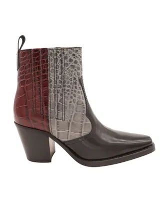 Ganni Ganni Western Ankle Boots in Multicolor Leather