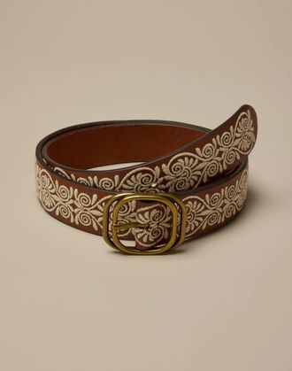 Lucky Brand Double Buckle Embroidered Belt