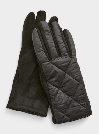 Simons Faux-suede and quilted fabric gloves