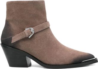 Coccinelle buckle-fastening pointed-toe boots - women - Suede/Calf Leather/Calf Leather - 40 - Brown